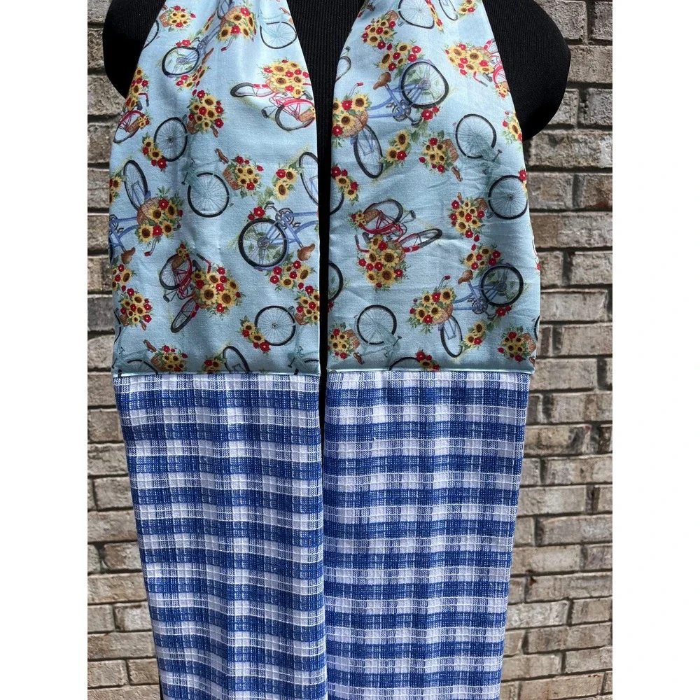 Sunflower Bicycle Kitchen Scarf: Blue Gingham Kitchen Boa